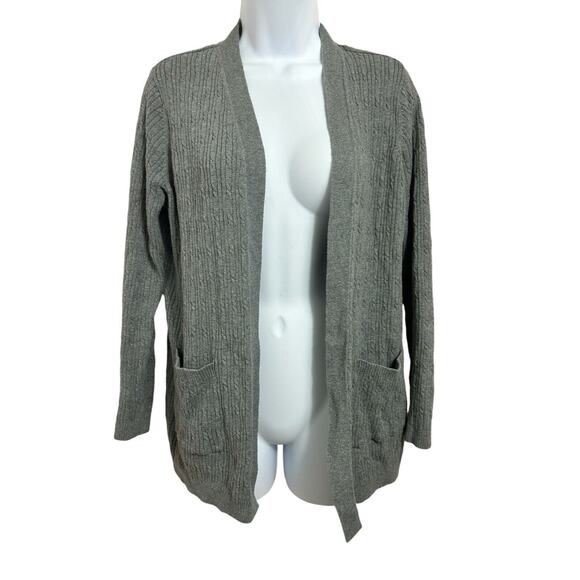 Kim Rogers Petite Long Sleeve Cable Knit Cardigan Sz Small Petite P/S Gray - Picture 5 of 6
